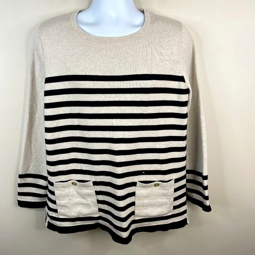 Jones‎ New York Womens Parisian Stripe Sweater Size XL Coastal Capsule Vacation